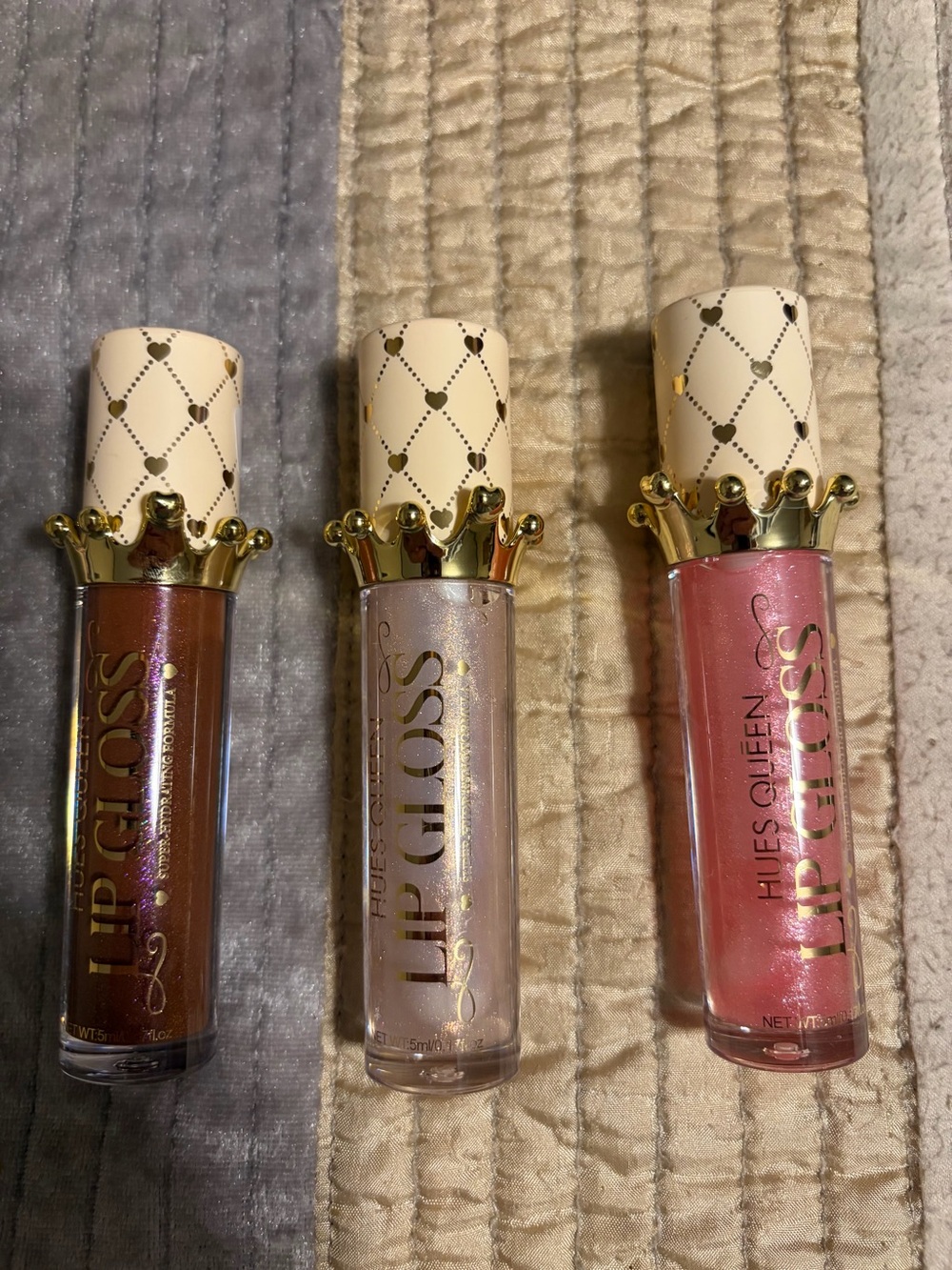 Source Unknown Lip Gloss Set — Bronze Shimmer, Iridescent Pearl, Rose Pink